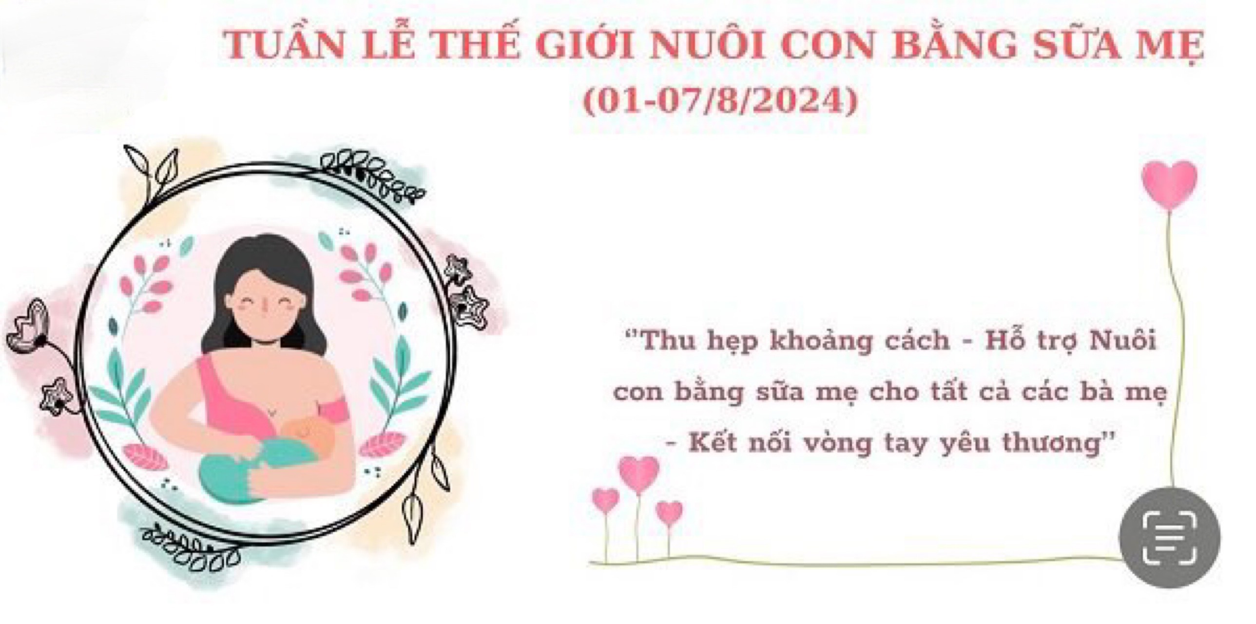 Hưởng ứng Tuần lễ thế giới nuôi con bằng sữa mẹ năm 2024 (Từ ngày 01/8 đến 07/8)